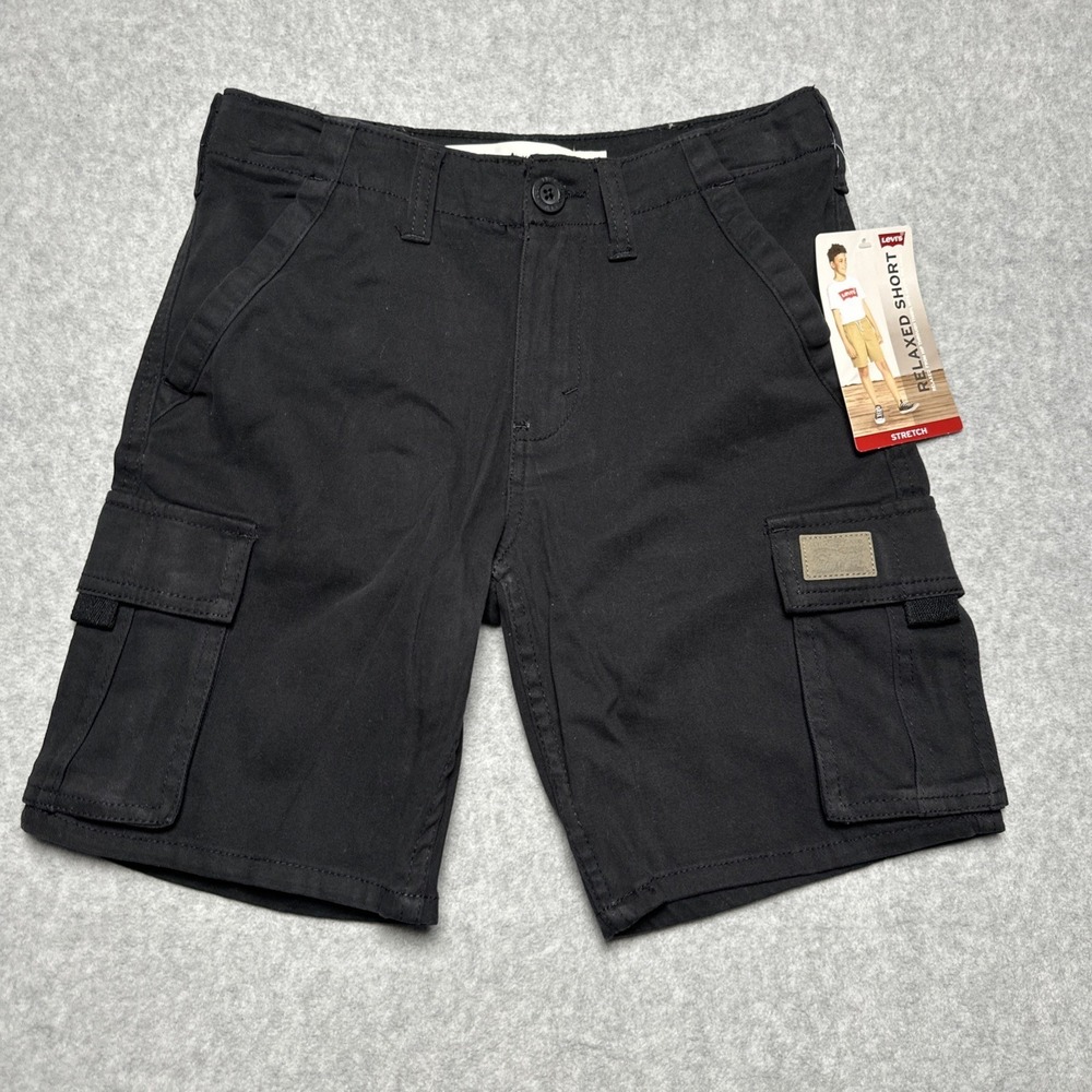 Levis Boys Relaxed Cargo Shorts Black Size 10 NEW $42